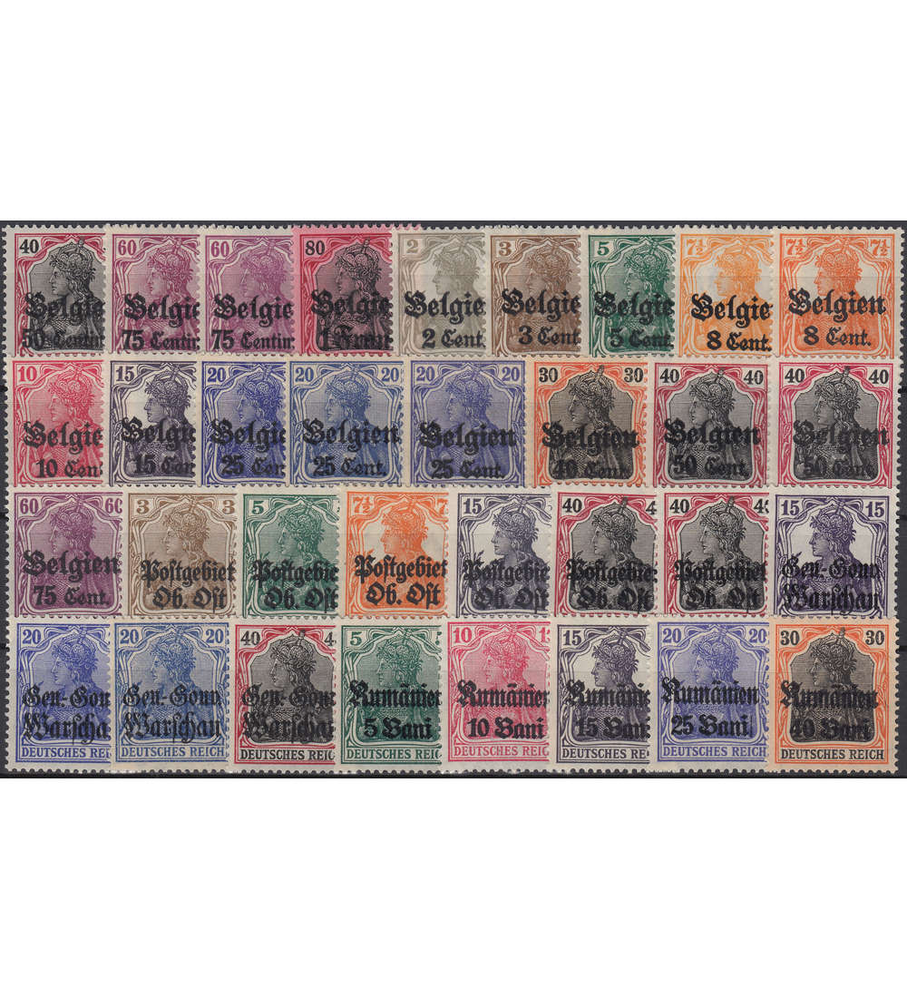 Deutsche Besetzung 1. Weltkrieg postfrisch ** 34 Werte