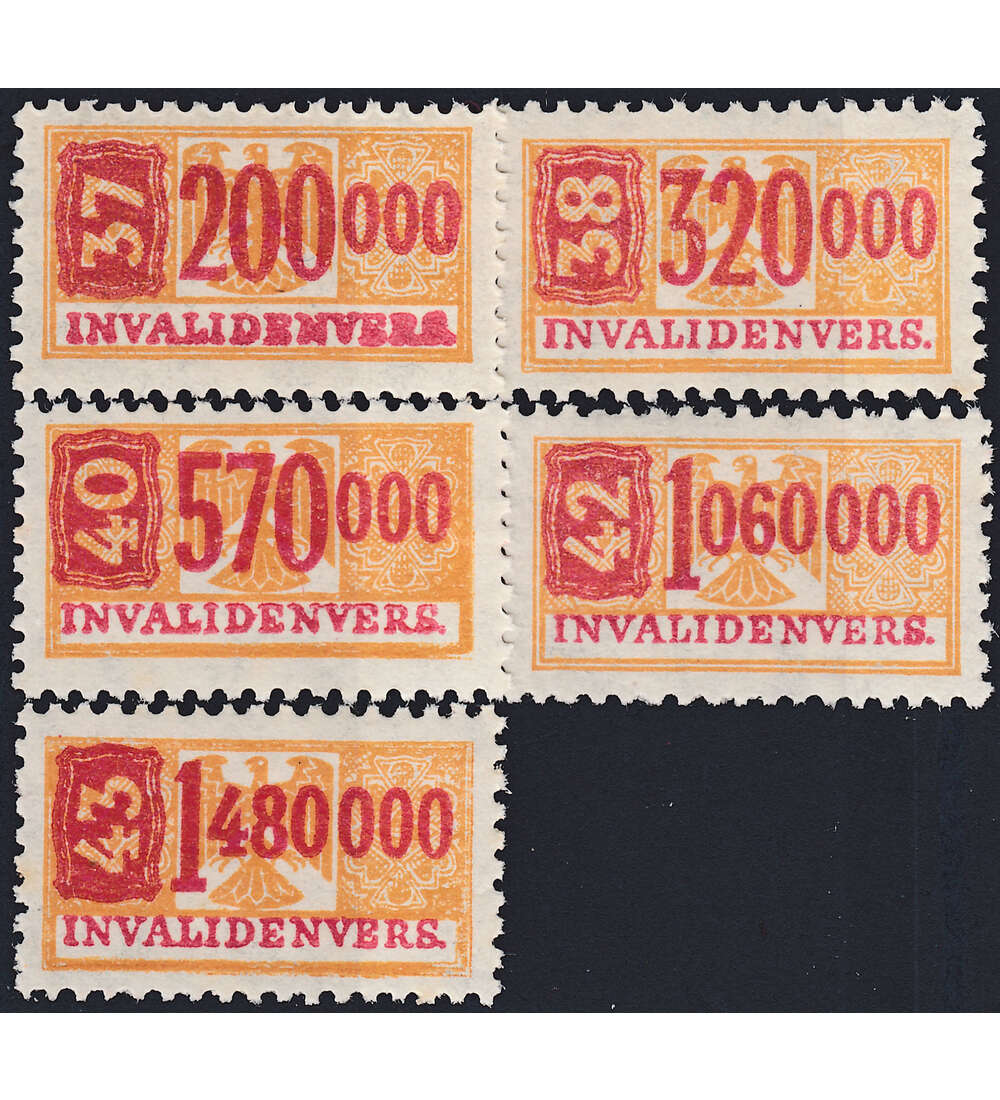 Deutsches Reich 5 ver. Marken der Invalidenversicherung postfrisch **