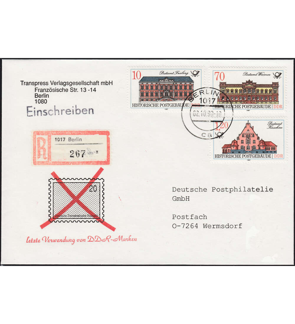 DDR Letzttags-Verwendung Sonder-Einschreibebeleg