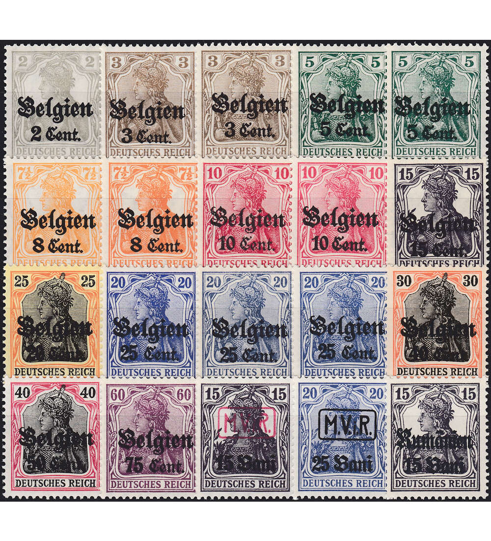 Dt. Besetzung im 1. Weltkrieg 20 ver.postfrische Ausgaben