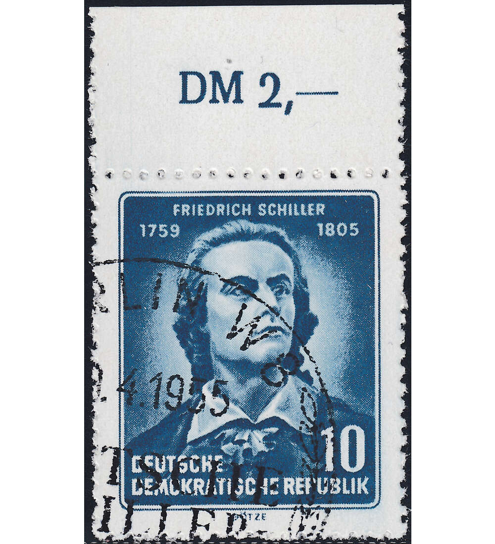 DDR Schiller-Abart Nr. 465 A X I rundgestempelt vom Oberrand