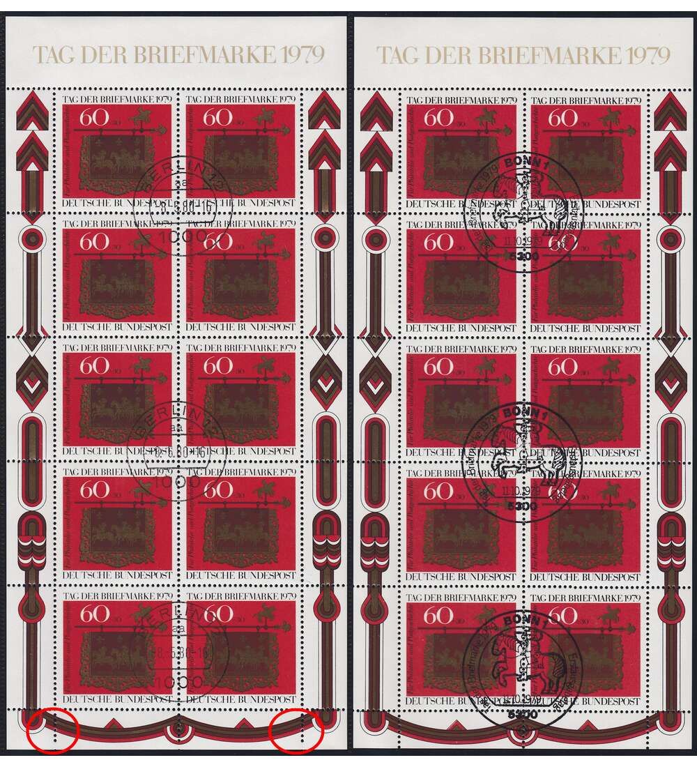 BRD-Kleinbogen Tag der Marke Nr. 1023 gestempelt