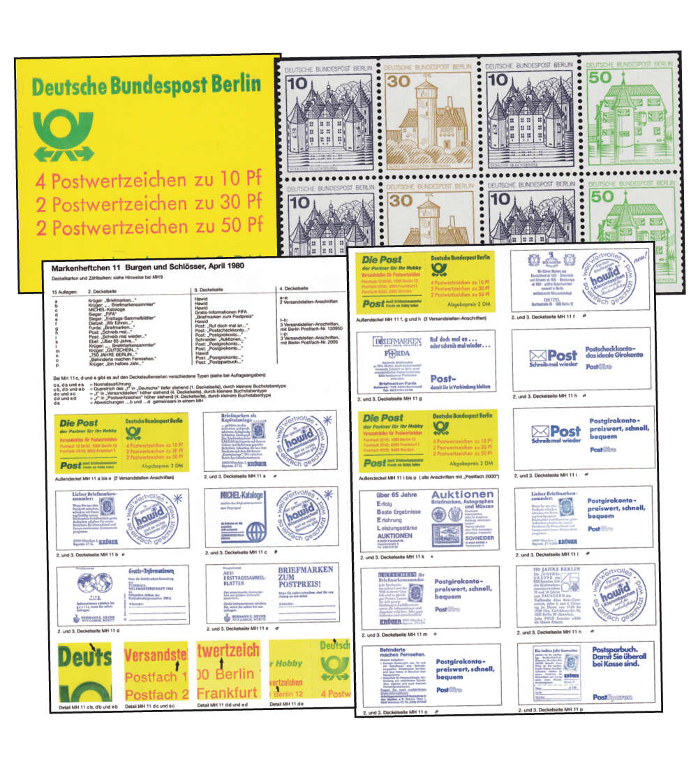 Berlin Markenheftchen Nr. 11 12 verschiedene Typen