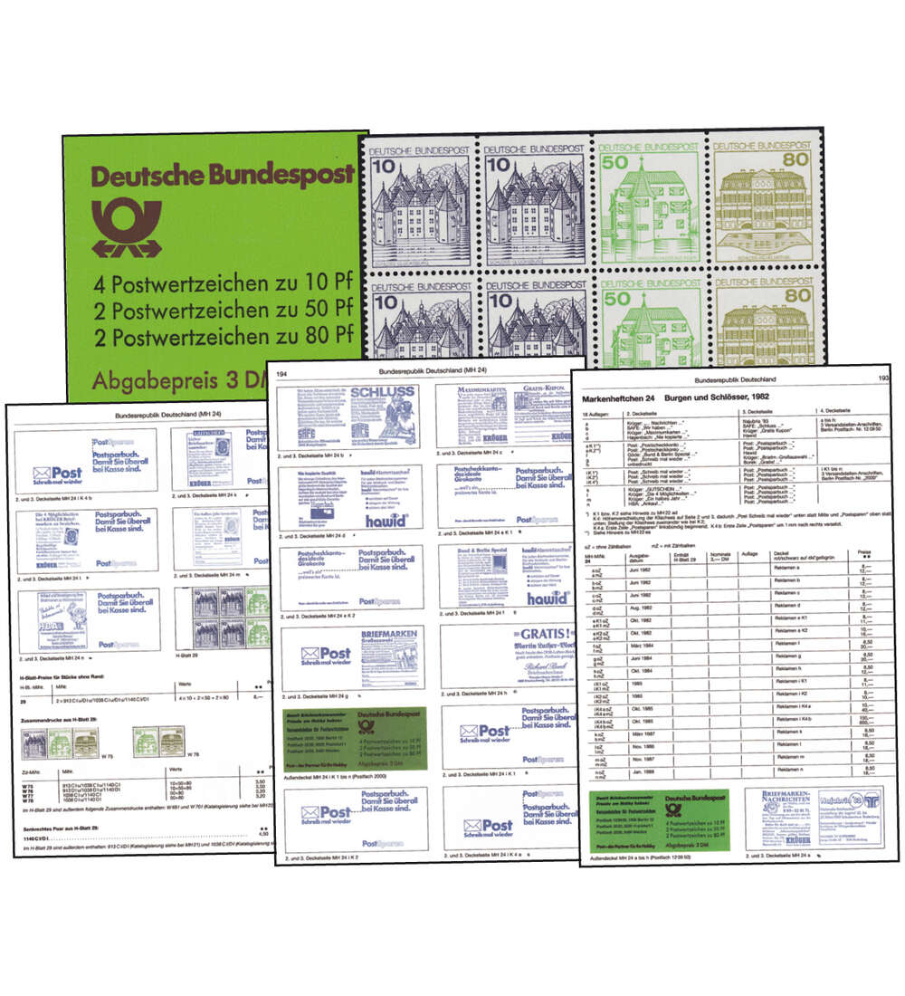 BRD Bund Markenheftchen Nr. 24 in 14 Varianten