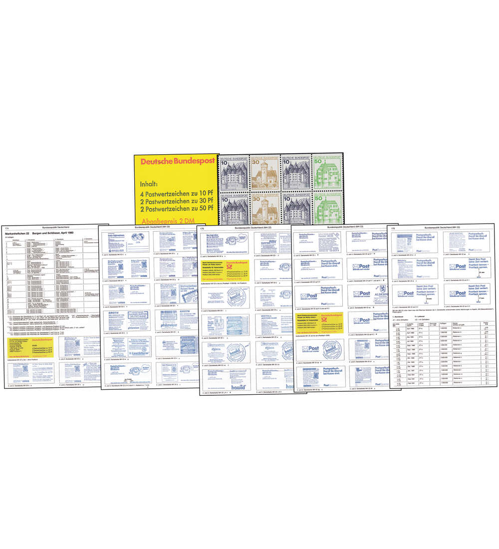 BRD BUnd Markenheftchen Nr. 22 in 37 Varianten