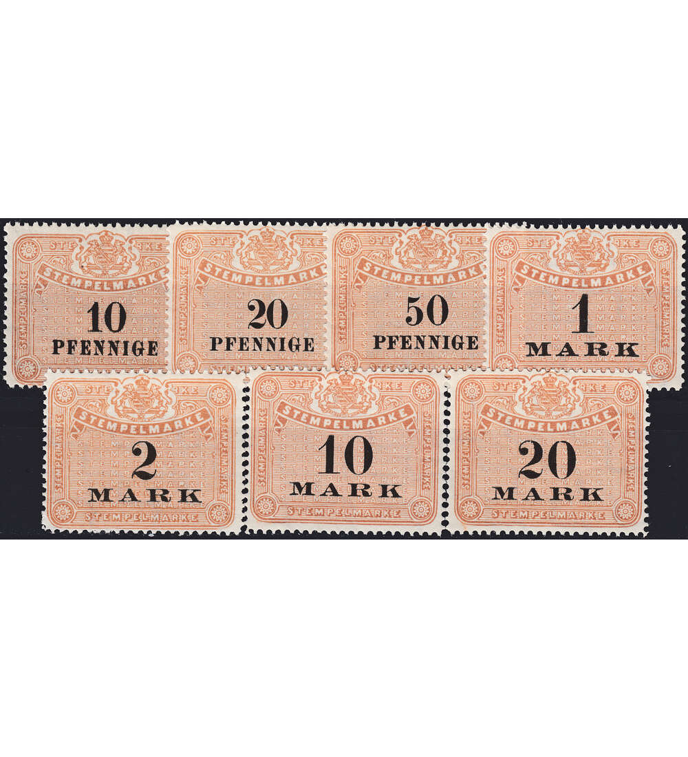 Deutsches Reich 7 verschiedene postfrische Steuermarken