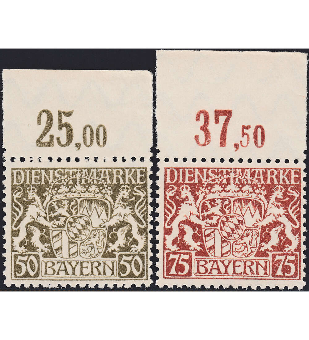 Bayern - Unverausgabte Nr. 39 I und 41 I vom Oberrand postfrisch geprft