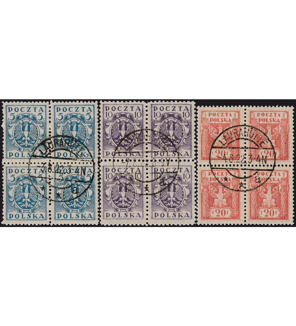 Ost-Oberschlesien gestempelt Nr. 1-3 im Viererblock