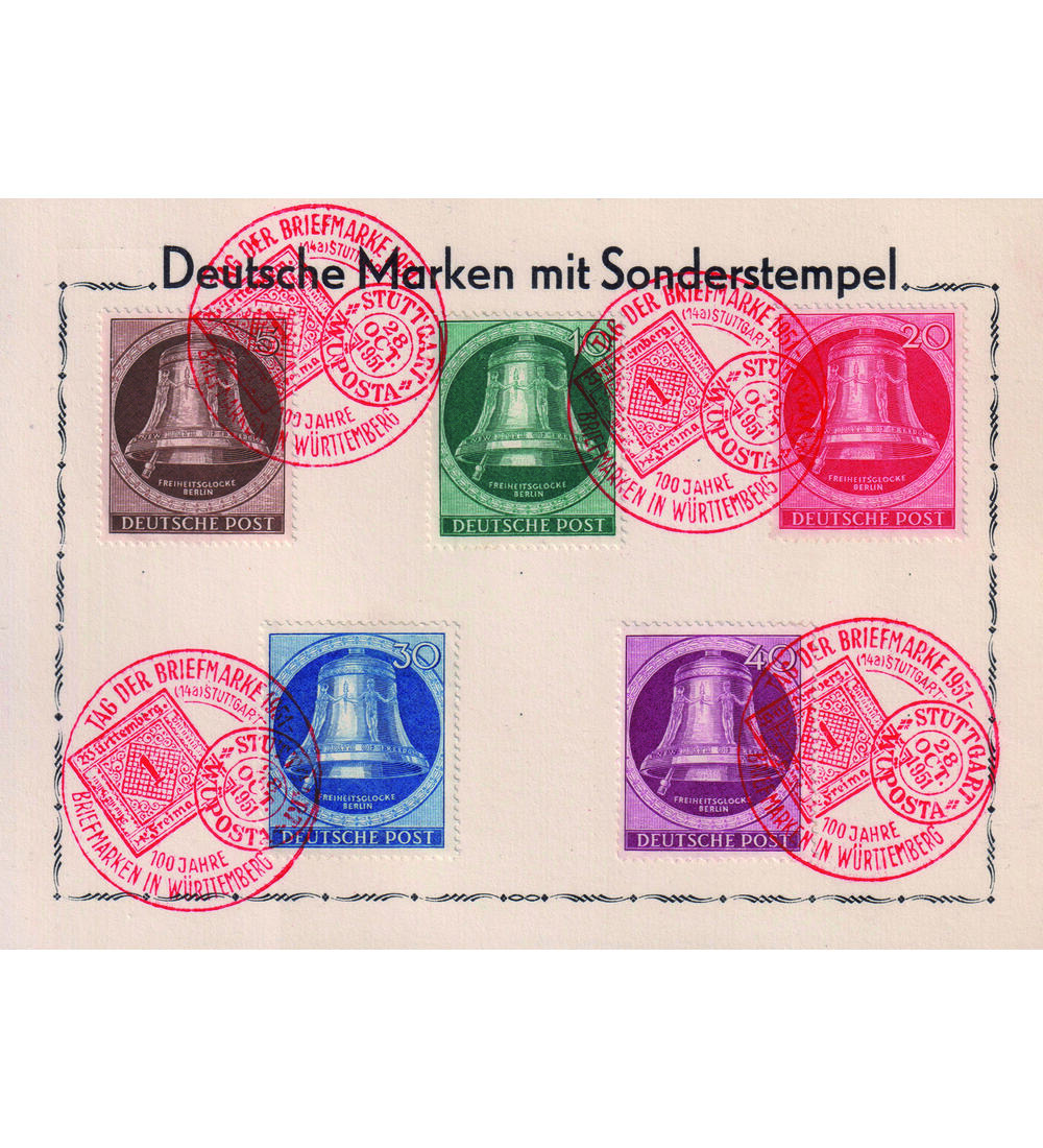 Berlin - Sonderbeleg Glocke links mit Sonderst. Tag der Briefmarke 1951