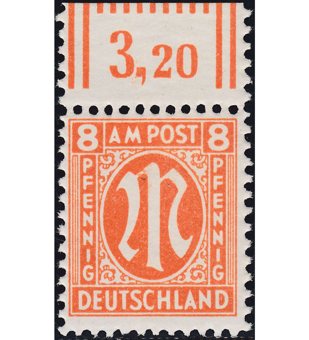 AM Post 8 Pfennig postfrisch ** Nr. 21 Cz vom Oberrand