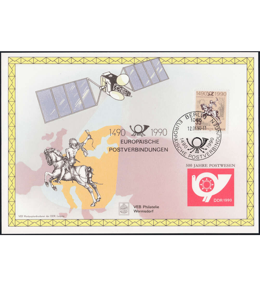 DDR - Gedenkblatt 500 J. Postwesen frankiert