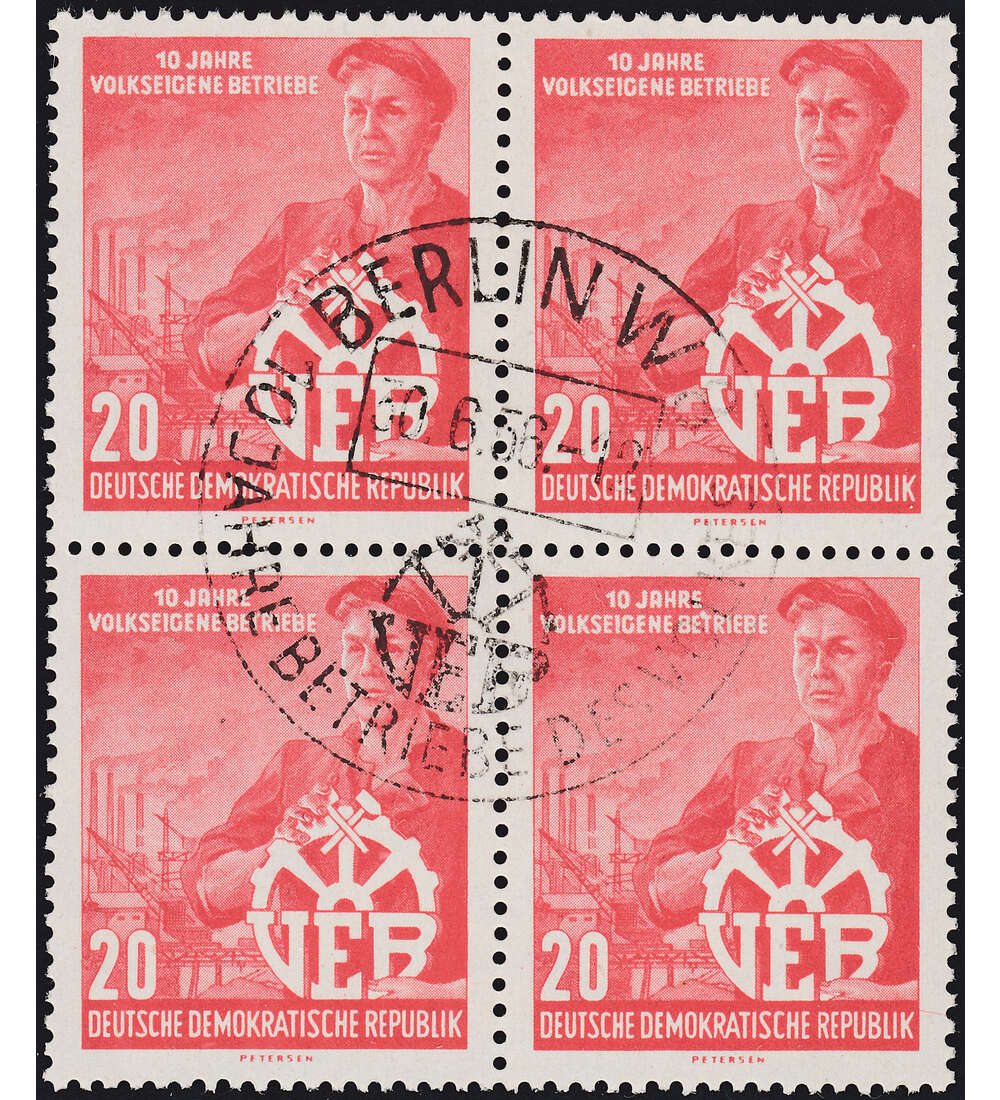 DDR Nr. 527 Y II zentrisch gestempelter Viererblock