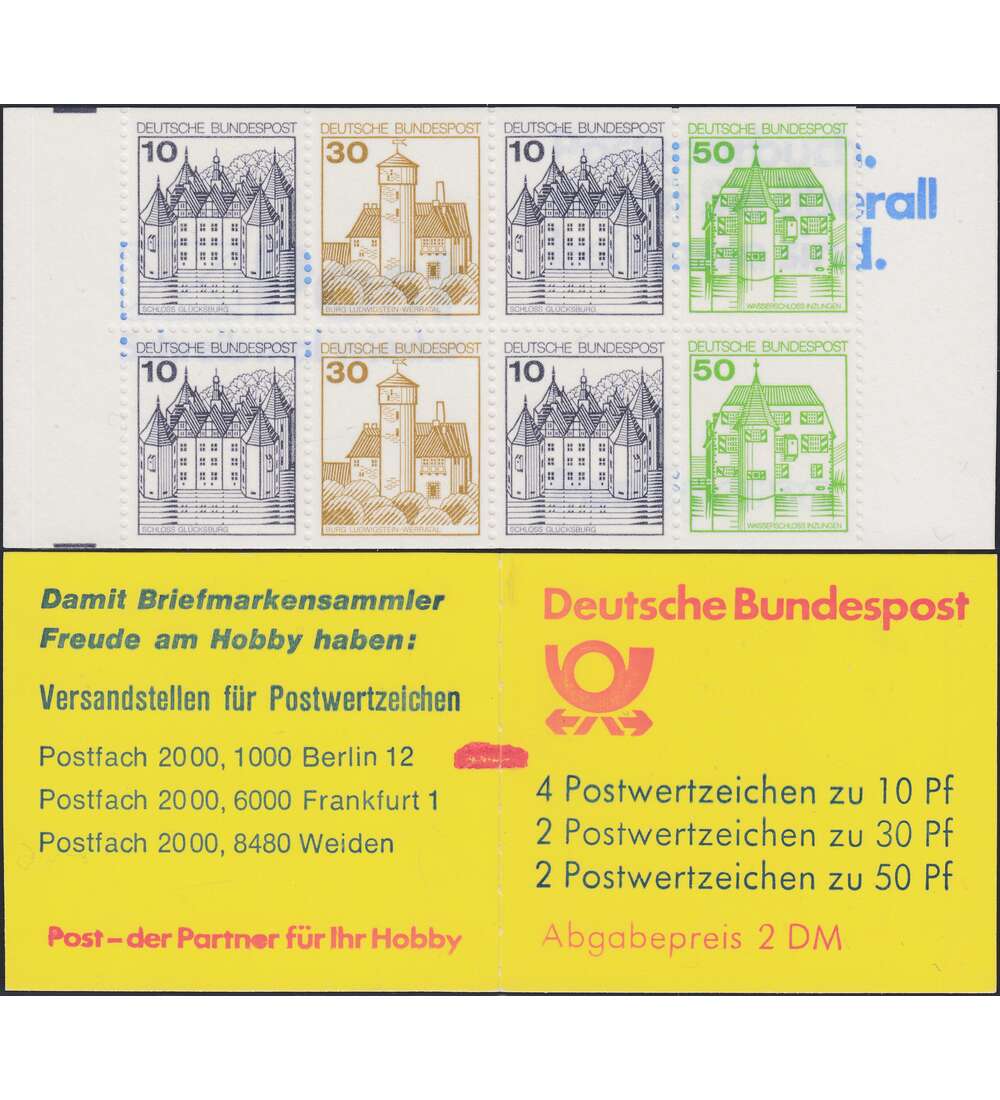 BRD Bund Markenheft 22 ad K 1 postfrisch mit Zhlbalken