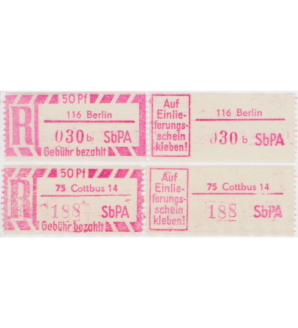 DDR Einschreibe-Gebhrenzettel