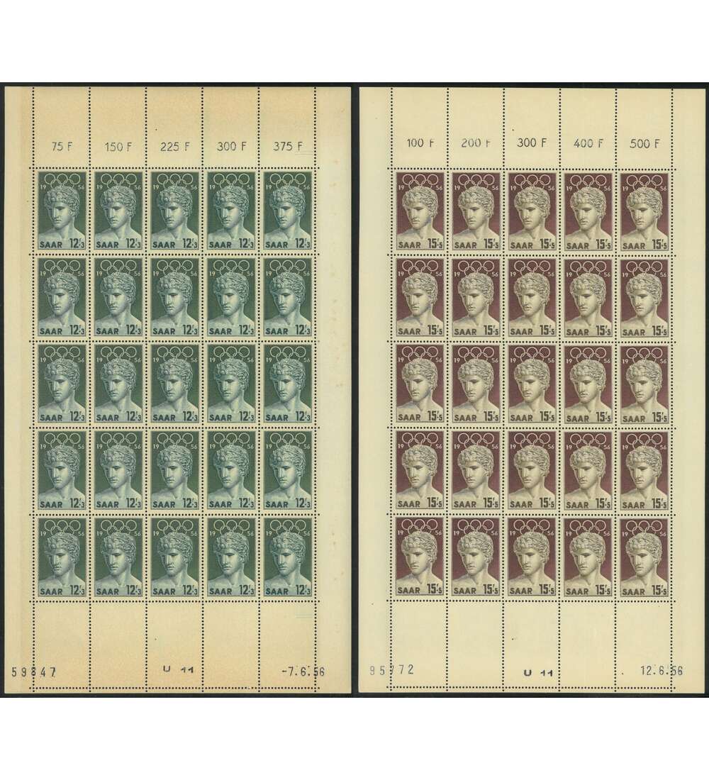 Saar-Bogensatz Olympia 1956 Nr. 371-372 postfrisch **