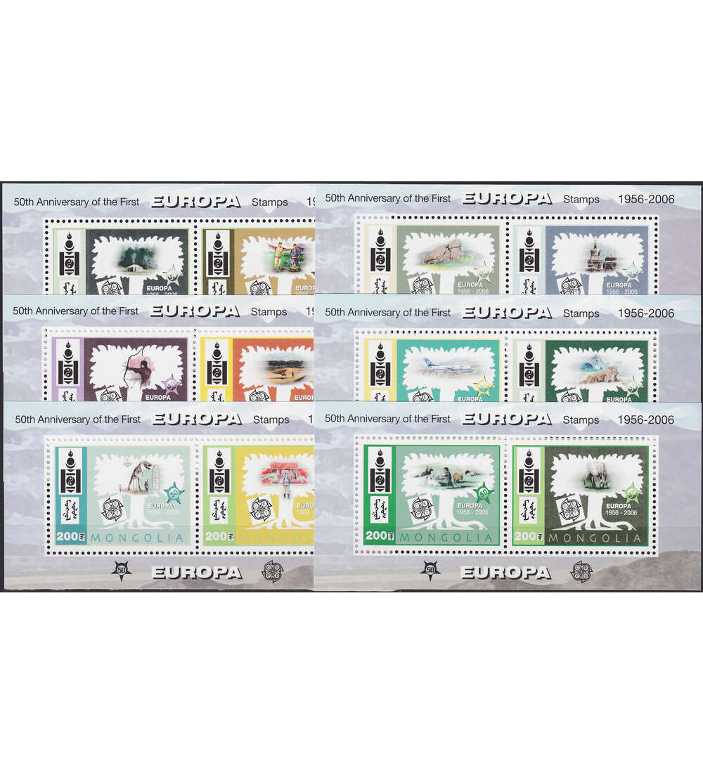 Mongolei - Blockset postfrisch Block 355 - 360 50 J. Europa - CEPT Marken