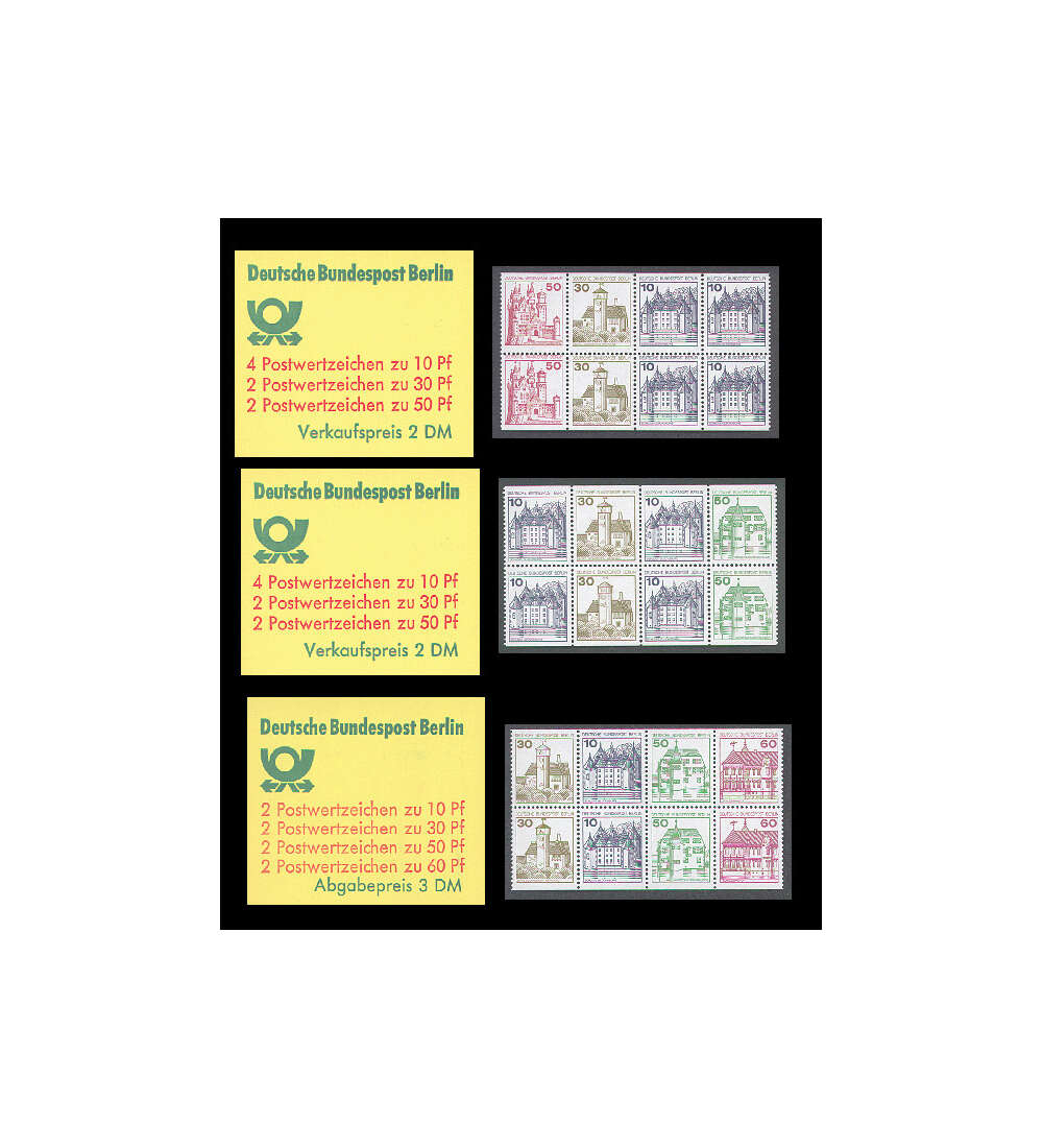 Berlin Markenheftchen postfr. Nr. 10 ba, 11 ca und 12 Burgen und Schlsser