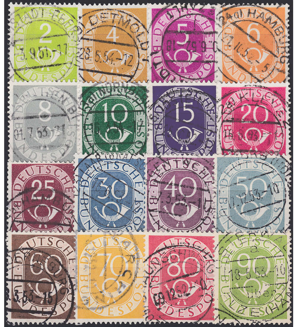 BRD Bund Posthorn Komplettsatz Nr. 123-138 gestempelt