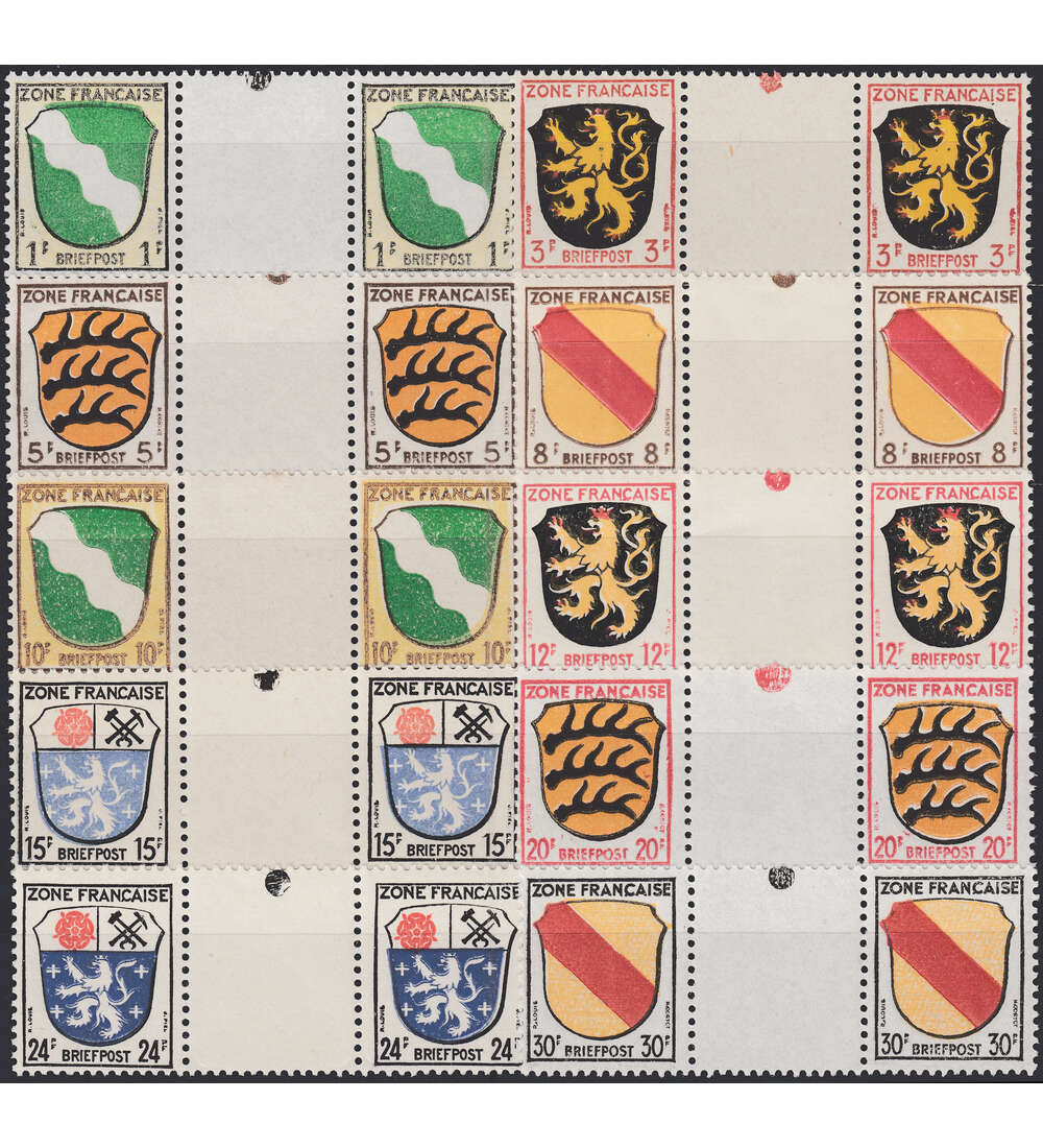 Frz. Zone Zwischenstegpaare Nr. 1-10 ZW postfrisch **
