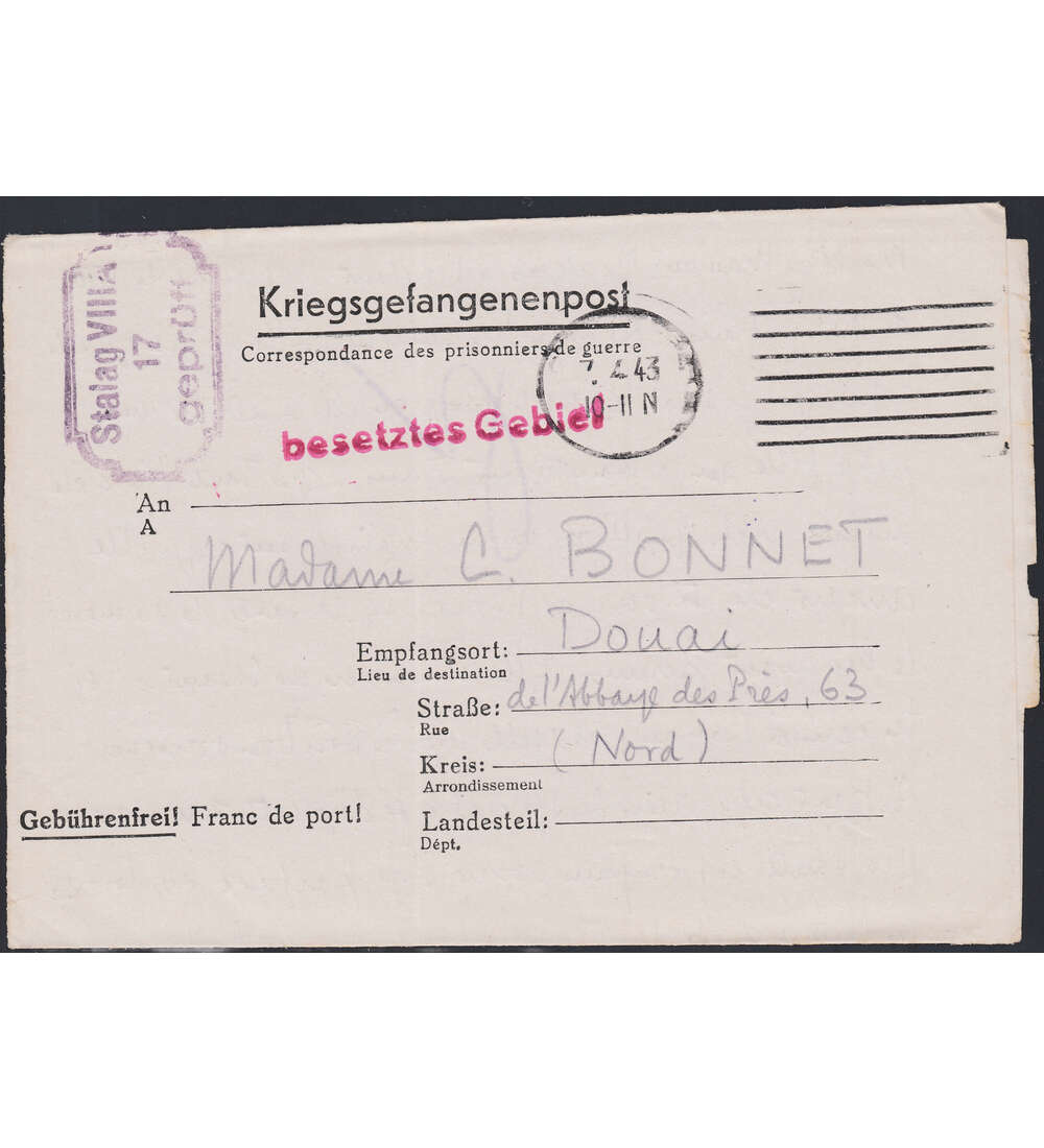 Kriegsgefangenenpost als Brief aus dem Stalag VIII A
