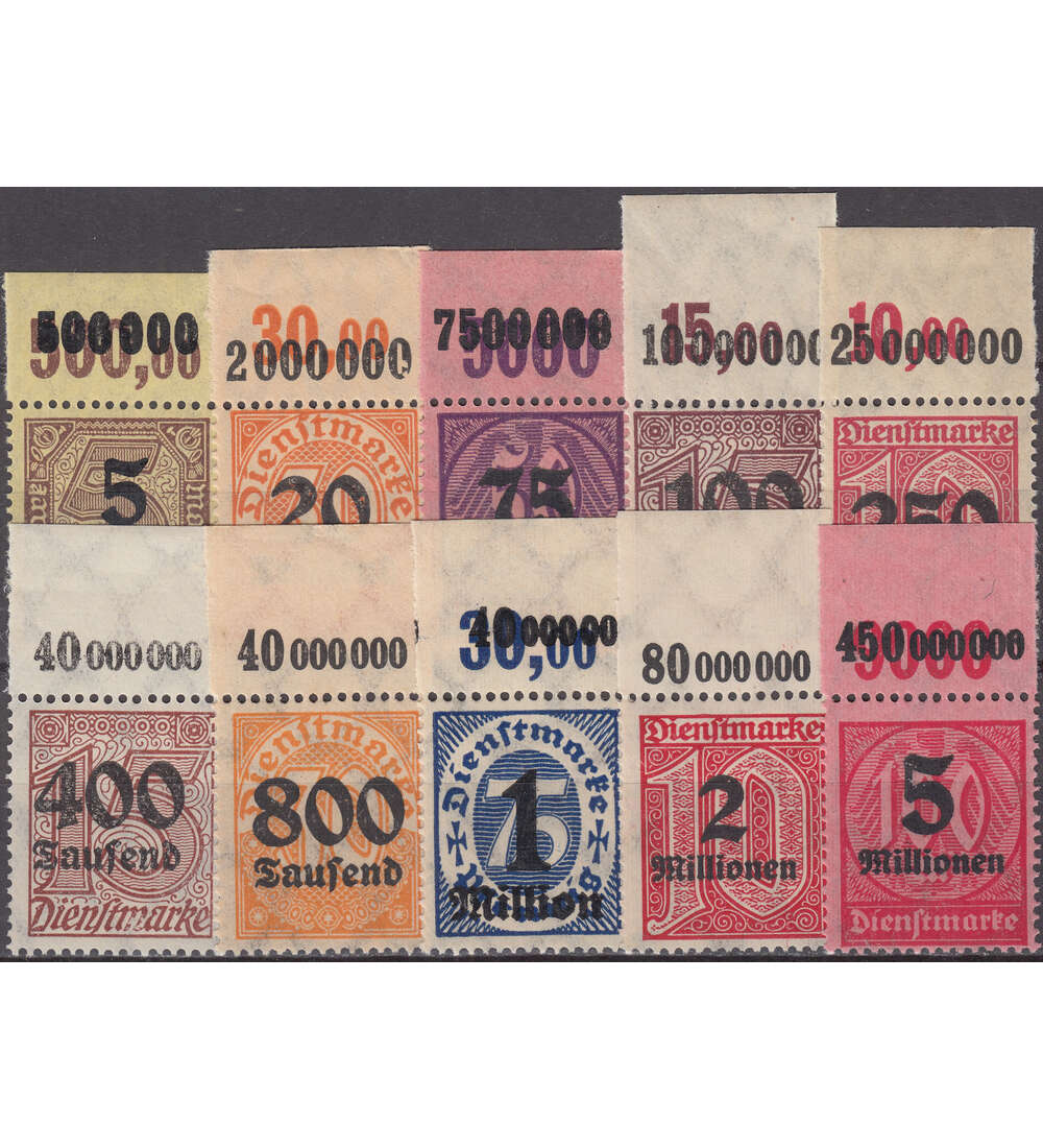 Dt. Reich - Dienstmarken Nr. 89-98 postfrisch ** Oberrand
