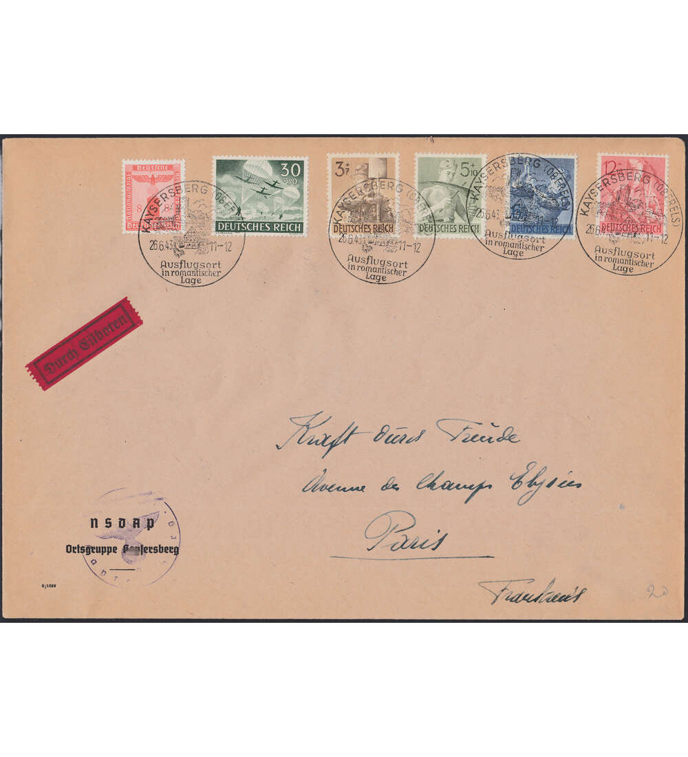 Deutsches Reich Nr. 855-856 auf Eilboten-Brief