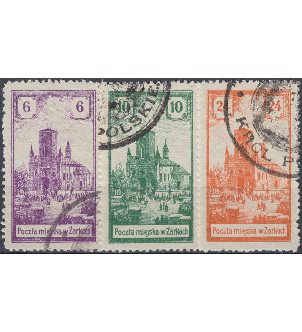 Deutsche Stadtpost in Warschau Nr. 7-9 gestempelt