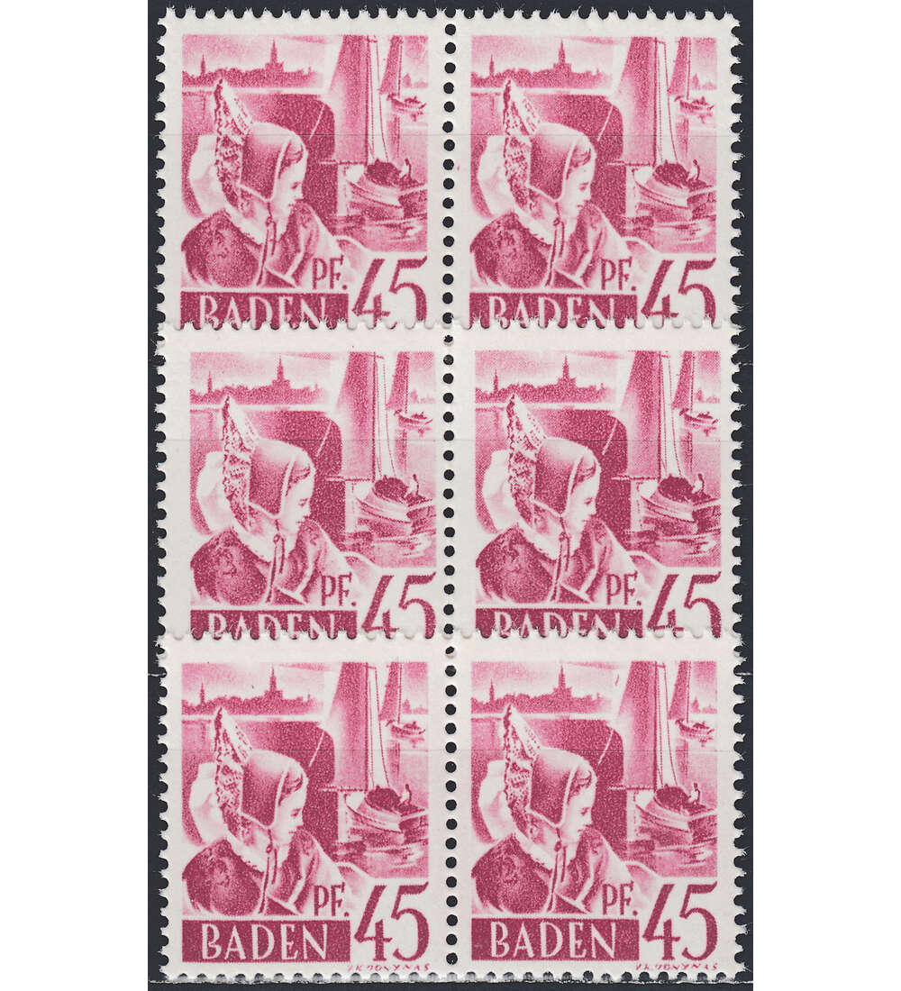 Frz. Zone Baden - Typenpaare Nr. 9 y w postfrisch **