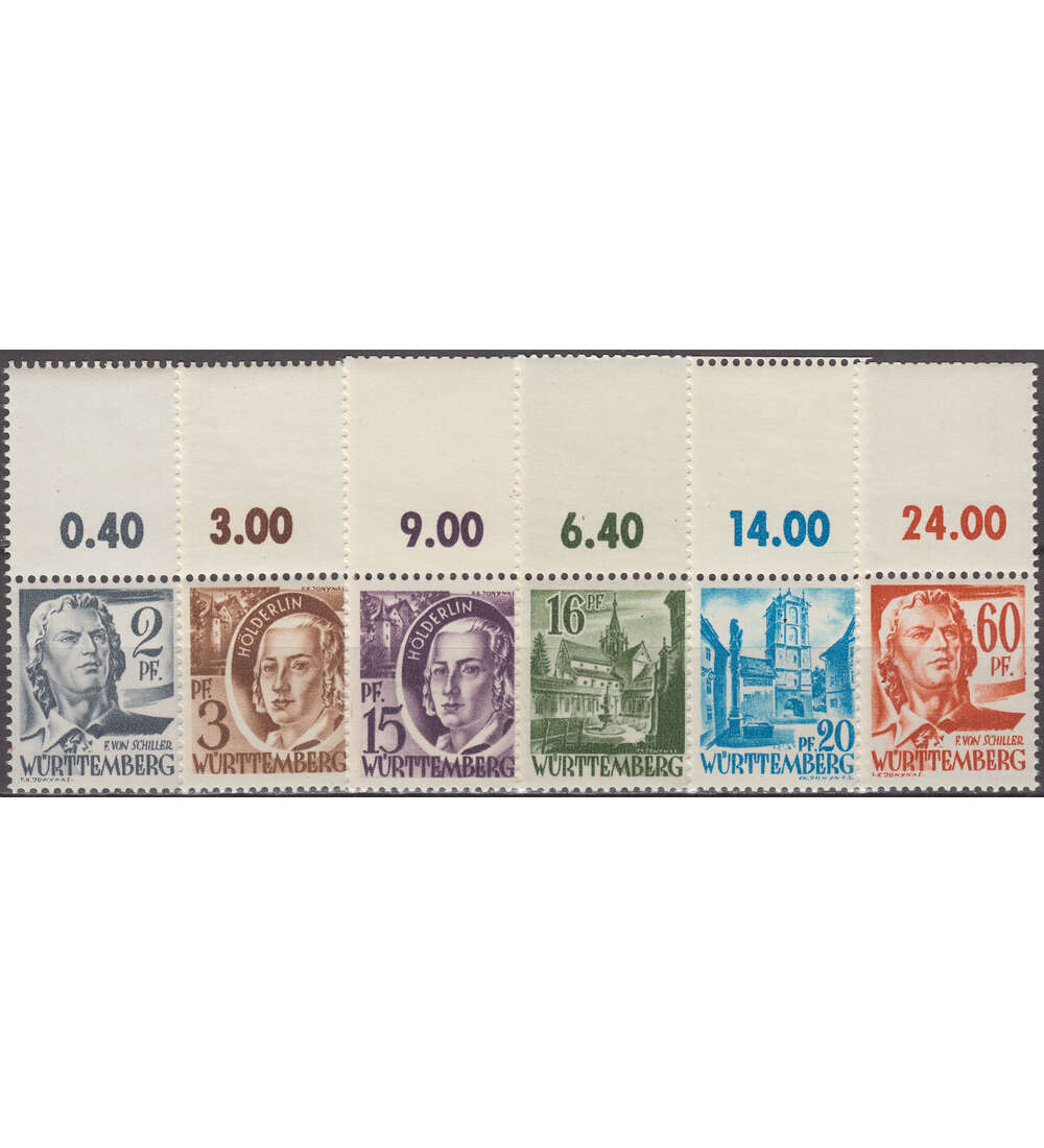 Wrttemberg - Leerfelder Nr. 1-2, 5-7 und 10 postfrisch OR