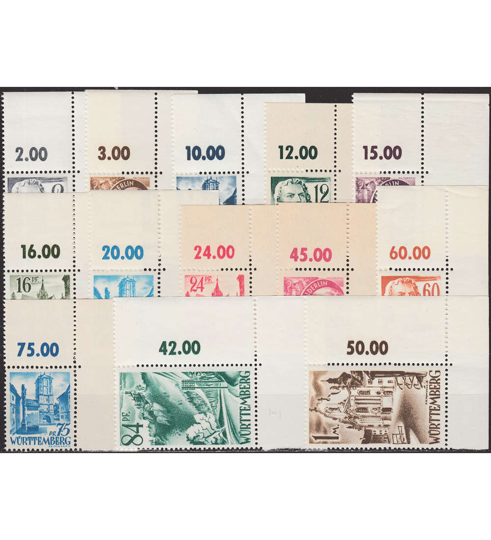 Franz. Zone W�rttemberg Nr 1-13 postfrisch ** Eckrand