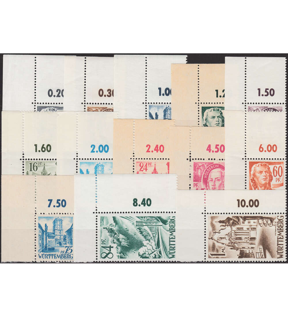 Franz. Zone W�rttemberg Nr 1-13 postfrisch ** Eckrand