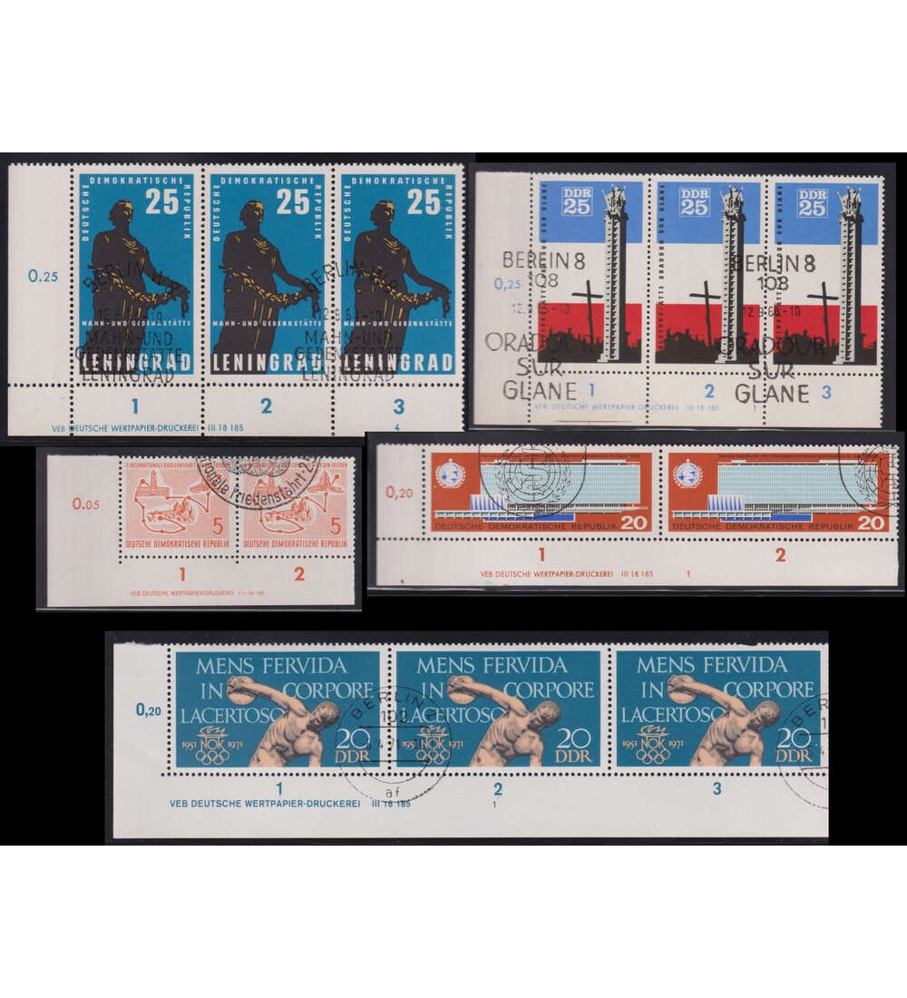 DDR Druckvermerke 5 verschiedene gestempelt