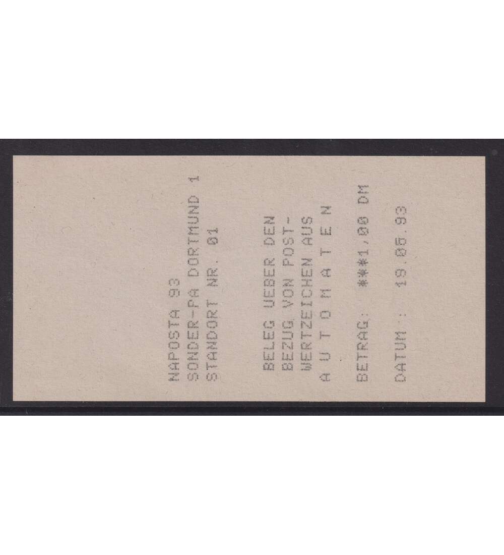 BRD ATM-Sonderbeleg zur NAPOSTA 1993 mit Bezugs- quittung vom Sonder-Postamt Bild 3