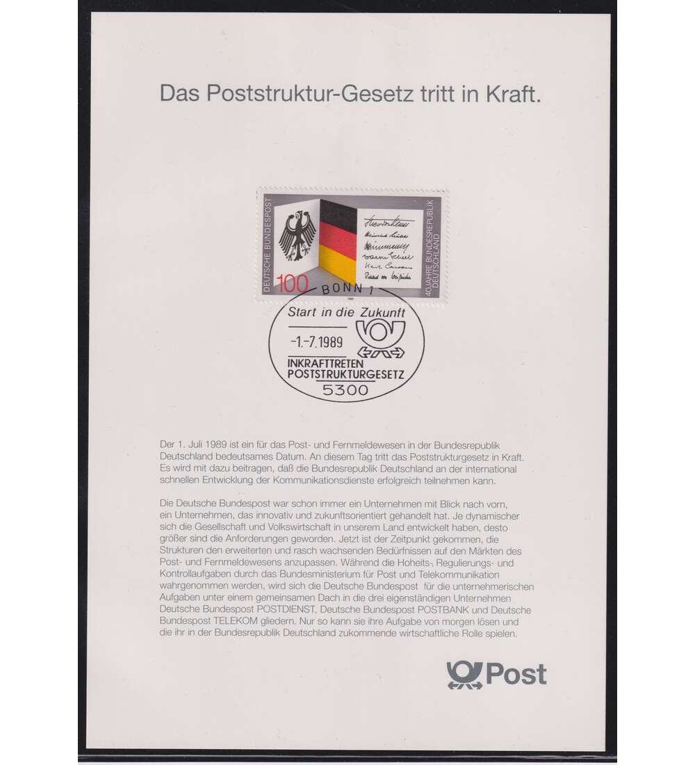 BRD - Sonderblatt Poststuktur-Gesetz