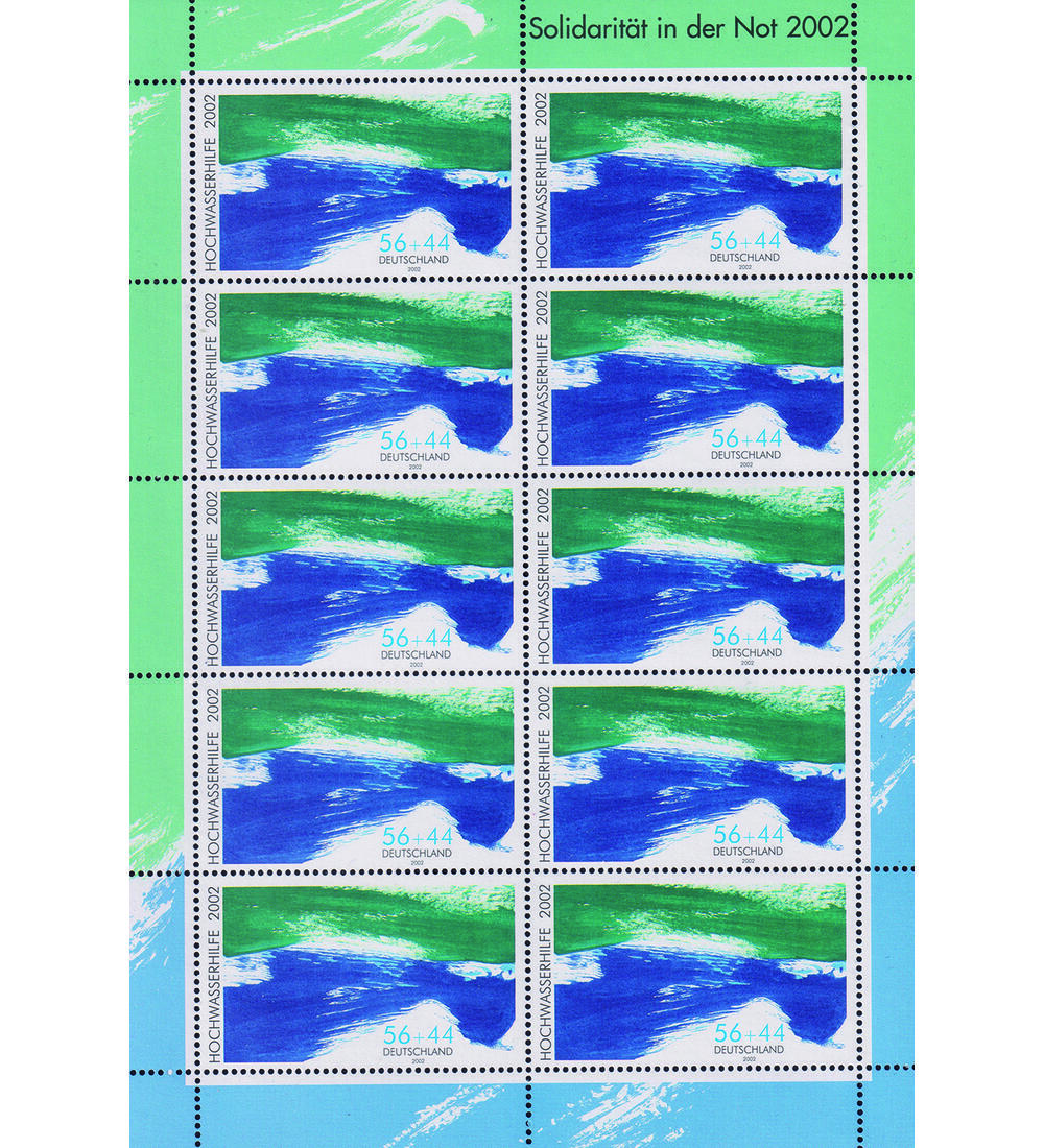 BRD Nr. 2278 A II postfrisch 10er - Kleinbogen Hochwassergesch�digte 2002