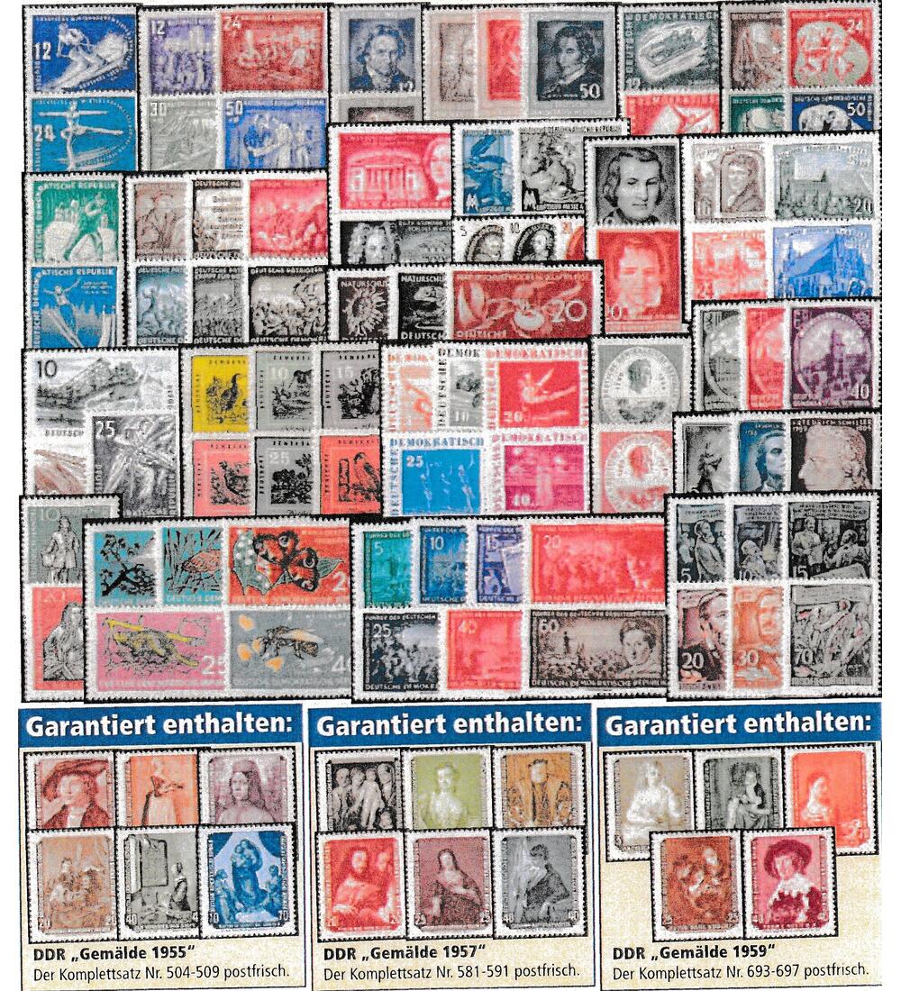 DDR - Kompletts�tze postfrisch aus den 50er-Jahren mit den Gem�ldes�tzen 504-509 usw.