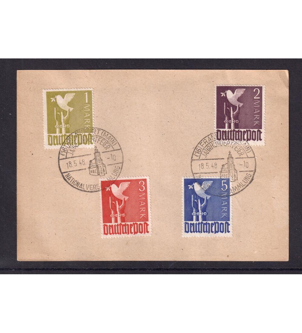 All. Besetzung - H�chstwerte Nr. 959-962 auf Stempelvorlage Jahrhundertfeier 1948