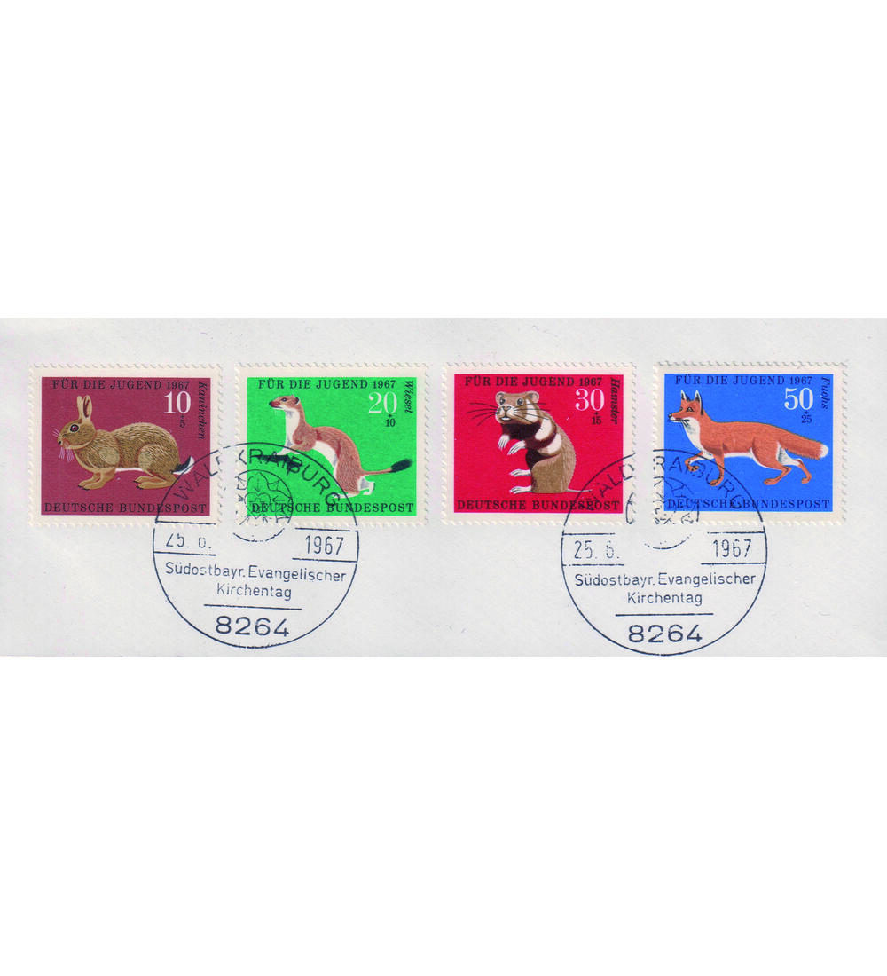 BRD Sortiment 300 ver. gestempelte Werte mit Jugend 1967 mit Sonderstempel