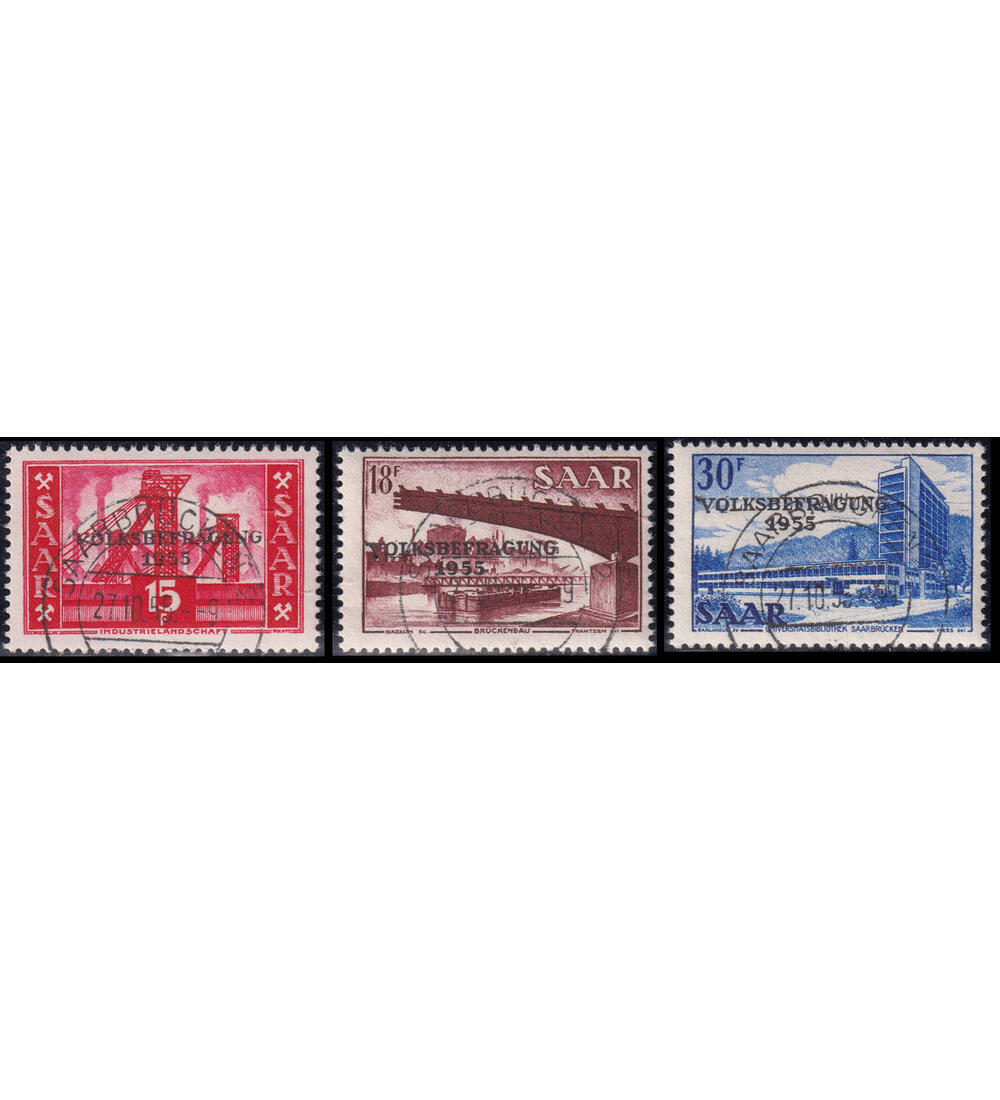 Saar-Kollektion 75 ver. Werten mit Nr. 362-364 gestempelt Volksbefragung 1955