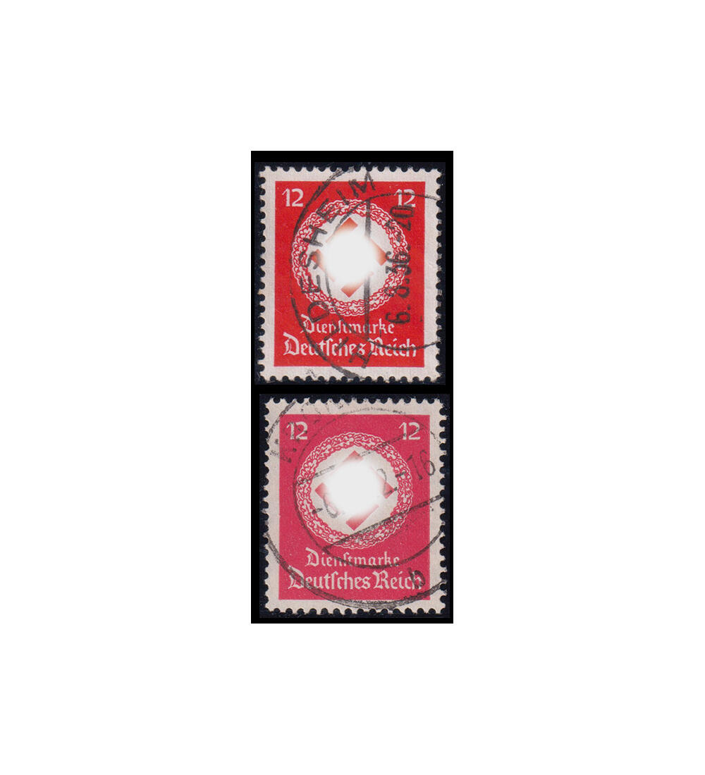 Deutsches Reich Farben Nr. D 138 a + b gestempelt schwarzrosa und lilarosa