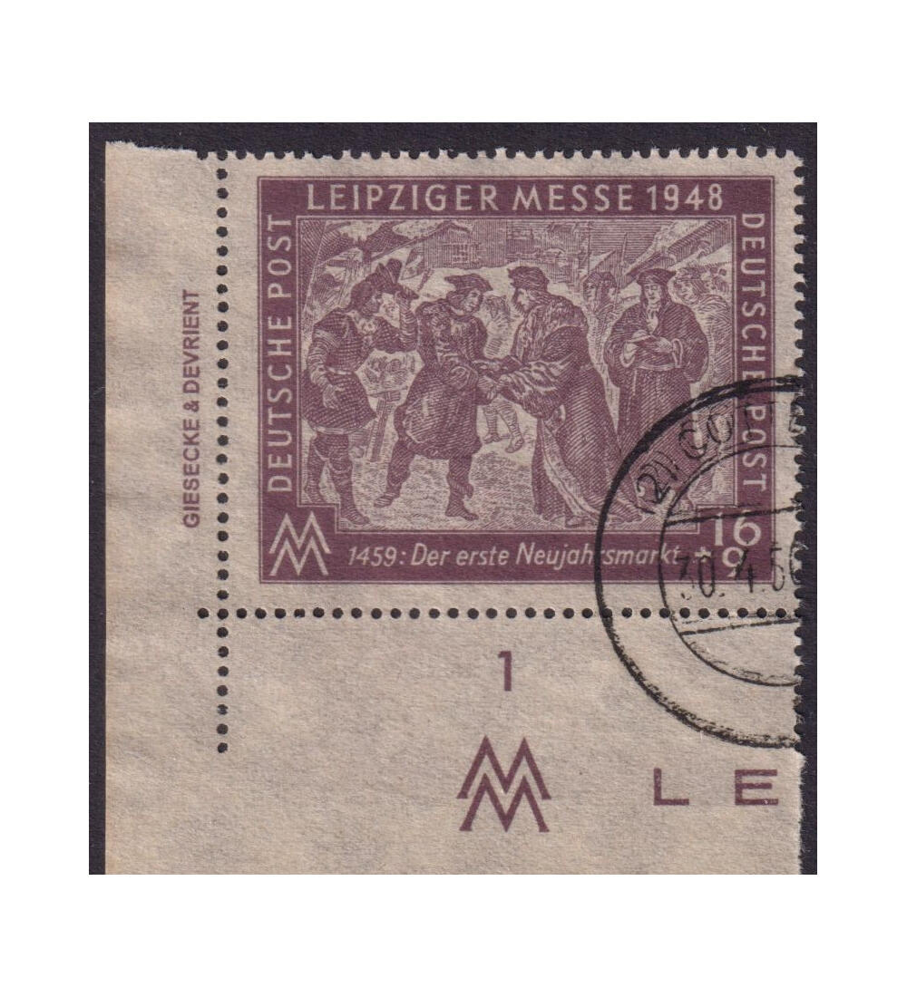 SBZ Leipziger Messe 1948 Nr. 198 DZ gestempelt aus der Ecke unten links