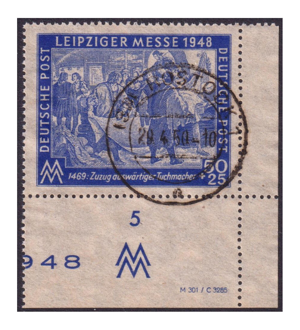 SBZ Leipziger Messe 1948 Nr. 199 DV gestempelt aus der Ecke unten rechts