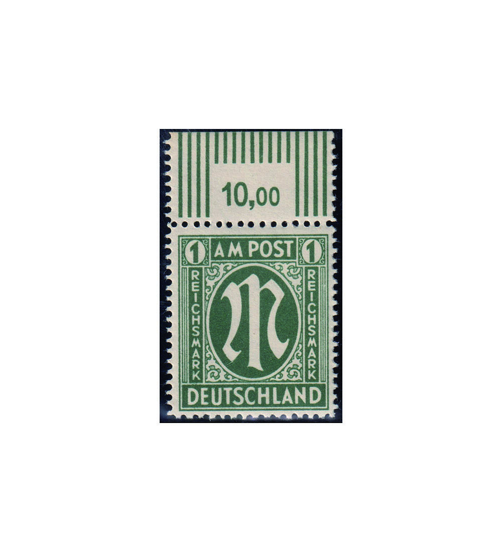 AM Post - H�chstwert Nr. 35 postfrischer Oberrand 1 Mark deutscher Druck