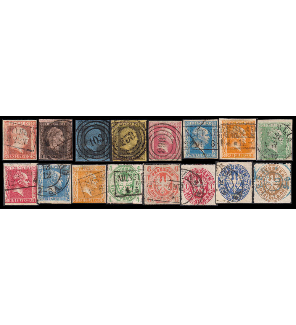 Preu�en gestempelte Kollektion 16 ver. Altausgaben bis Nr. 18