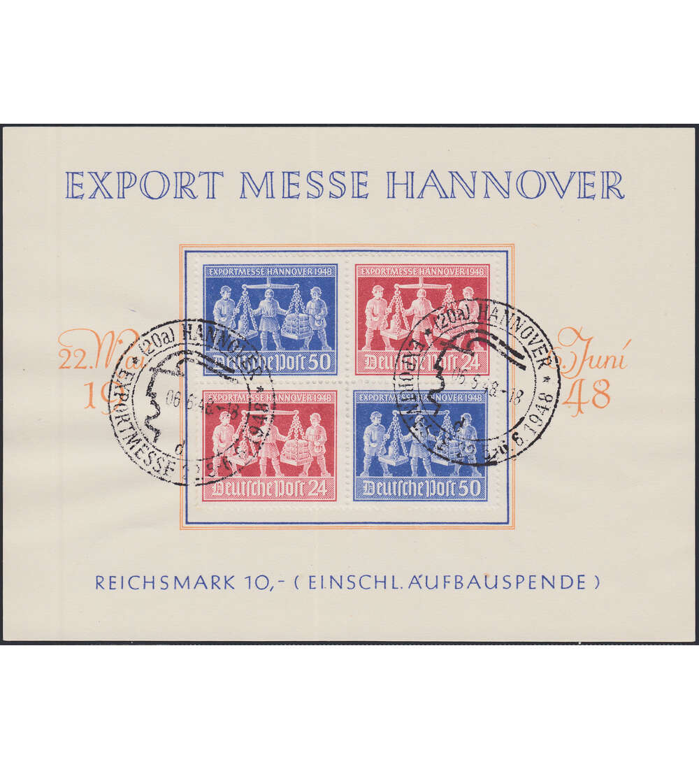 Alliierte Besetzung Nr. V Zd1 auf Sonderblatt Exportmesse