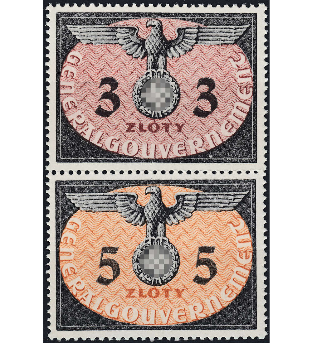 Deutsche Besetzung postfrisch mit Generalgouvernement Dienstmarken Nr. 14+15