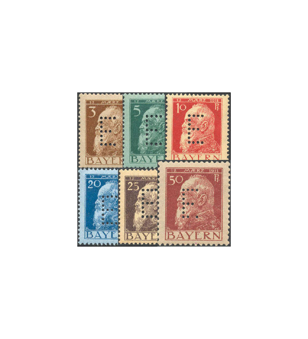 Bayern Dienst Nr. 6-11 postfrisch - Luitpold mit eingelochtem E
