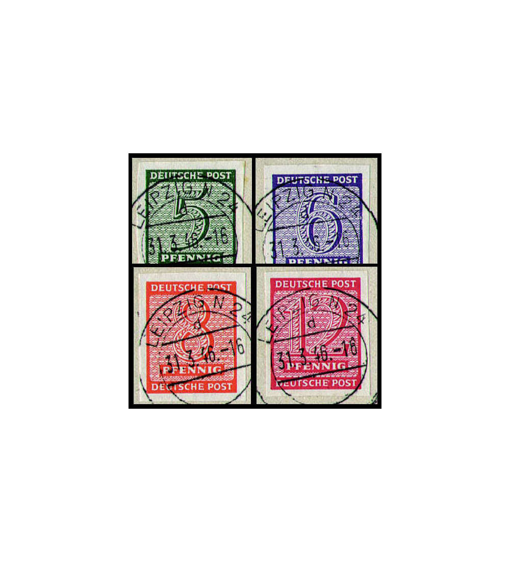 SBZ gestempelt mit Nr.116-119X auf Briefstck