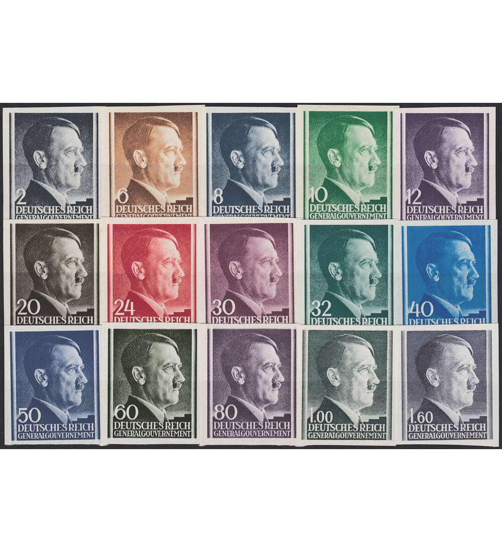 Generalgouvernement postfrisch ** 15 Werte Hitler ungezhnt