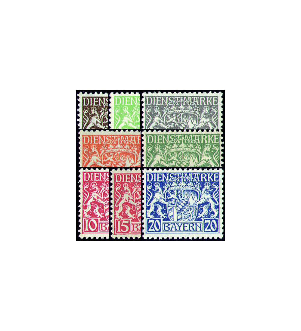 Bayern Dienstmarken postfrisch Nr. 16,17,21,22,25-28 je x+y